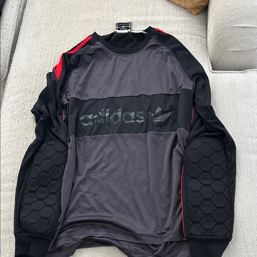 Adidas Black and Dark Gray Long Sleeve Top